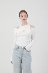 Layered Twist T-shirt Sleeveless Set White