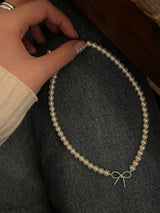 (silver925) Ribbon pearl necklace