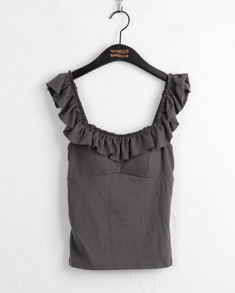 Muers frill off-shoulder top tank top sleeveless
