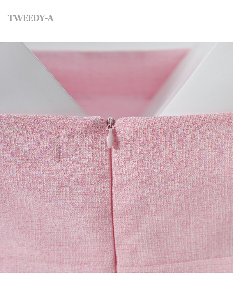 Seri Silver Burton Dress Jacket Tweed Short-Sleeved Two-Piece Set Pink