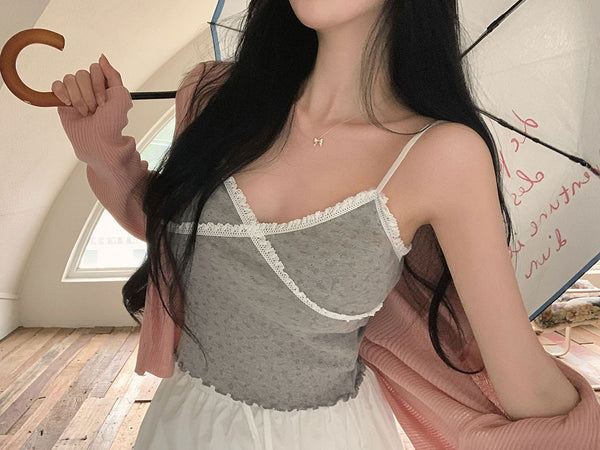 [BELLIDE MADE] FLOWER PATTERN LACE sleeveless camisole