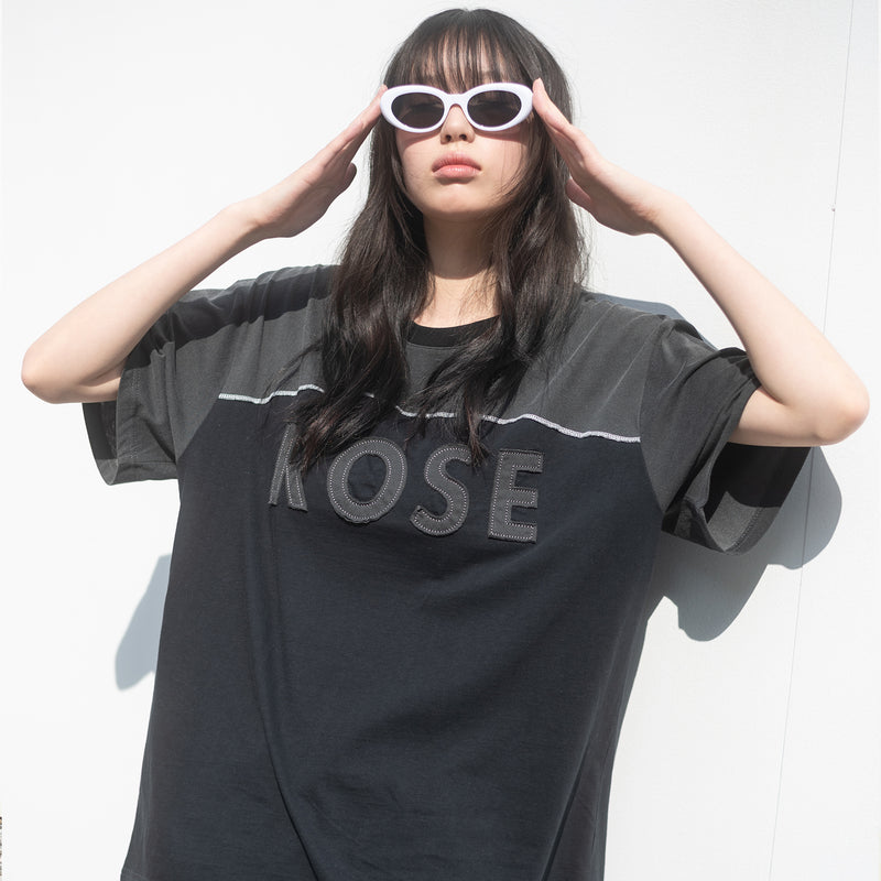 ROSE DYED FOOTBALL S/S TEE(BLACK)