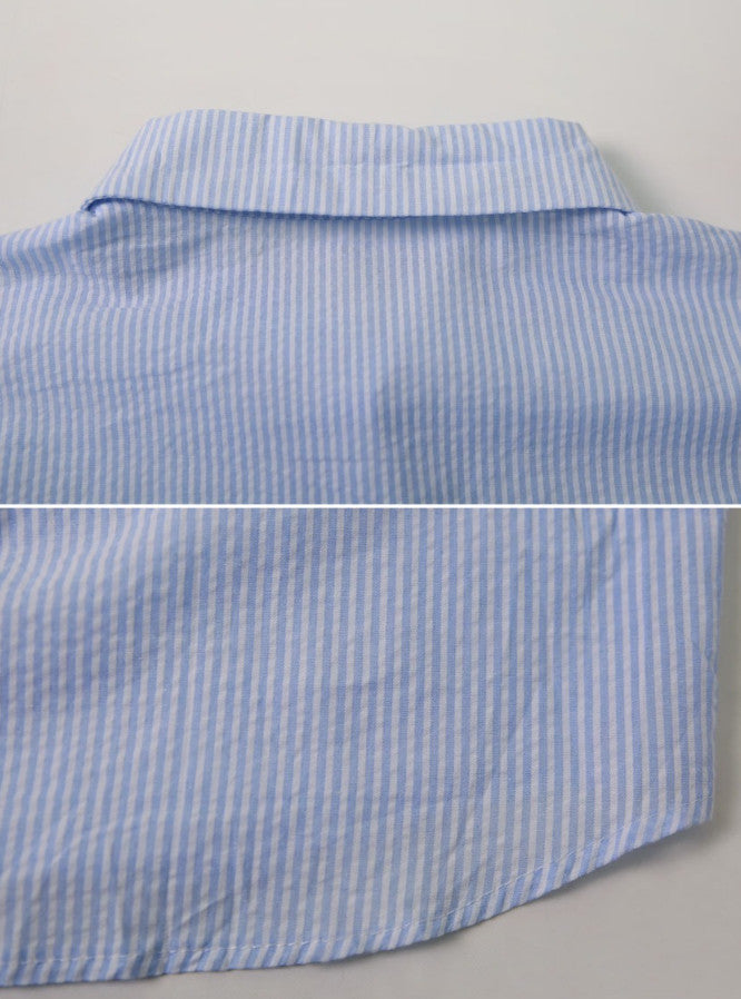 Milk Seersucker Stripe Loose Shirt (2color)