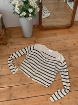 Marine Summer Linen Stripe Knit Cardigan (2 colors)