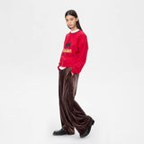 FMACM Bored and Mad 24SS Laser Printed Velvet Suit Pants Casual Trousers