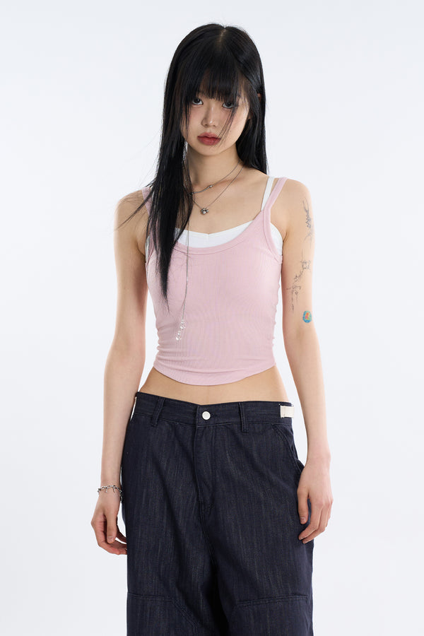 Laia wide binding cropped sleeveless top