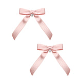 [SET] Satin Mid Ribbon Hair Clip Pins_Pink