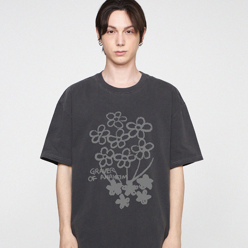 [UNISEX] Flower bouquet drawing pigmentation Short sleeve T-shirt