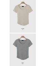 Soft Basic U-neck Slim Short Sleeve T-shirt (4color)