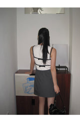 New back strap ribbon sleeveless dress