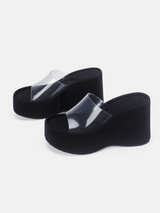 10cm high wedge high heel transparent slipper 