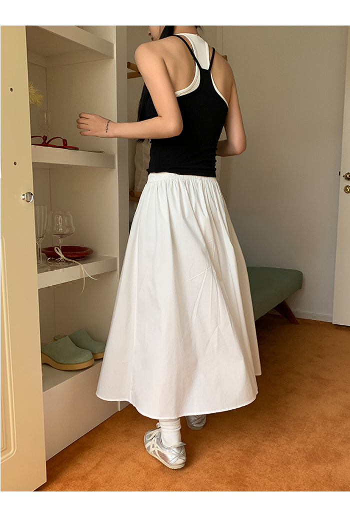 A-line flare banding long skirt