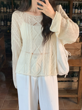 OC Cable Loose Summer Boat Neck Knit (5color)