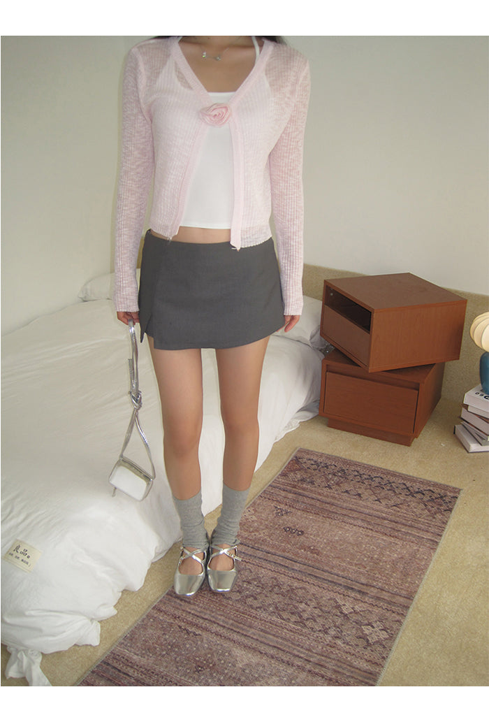 Gray Slimming Mini Pants Skirt