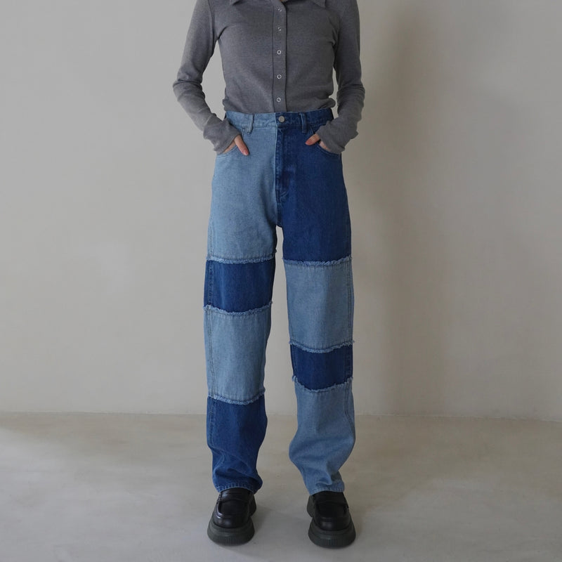 patchwork denim pants