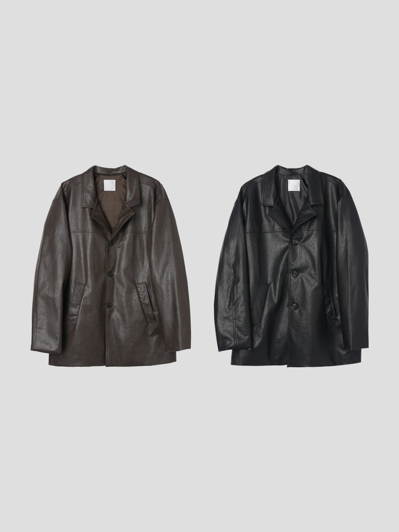 Vegan leather over jacket 2color