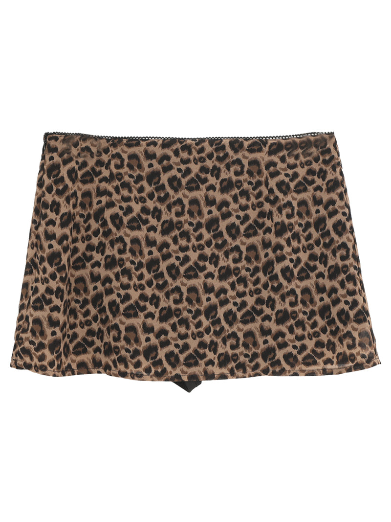 Leopard skinny pants mini skirt