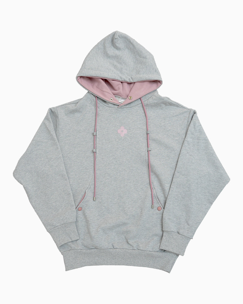 Snap curve hoodie / gray