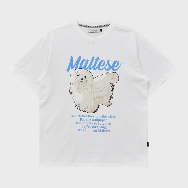 Maltese illustration half Sleeve T-shirt
