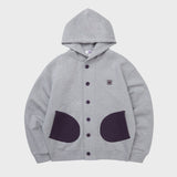 Button heavy cotton hood jacket