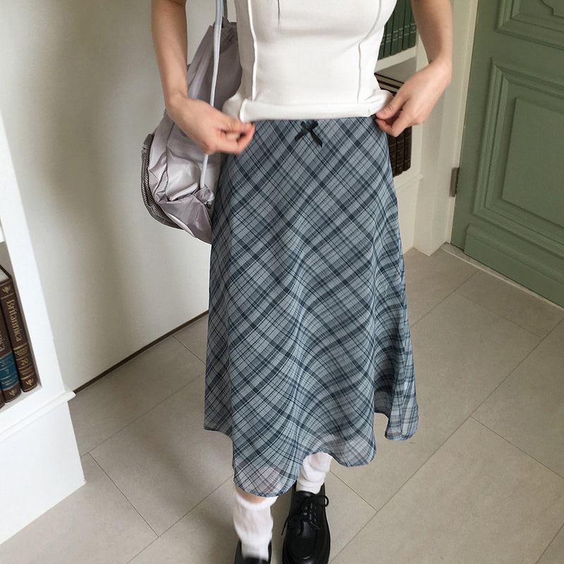 Kibel Geek Chic Ribbon Check Midi Skirt