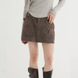 [LEGENDARY DUNE] Stud Pocket Mini Skirt_Dark Khaki