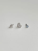 [3 set] blue twinkle heart piercing set