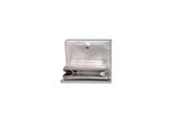 enamel zipper half wallet (cowhide100%) silver