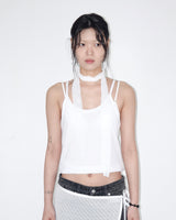 Sheer lace scarf_ white