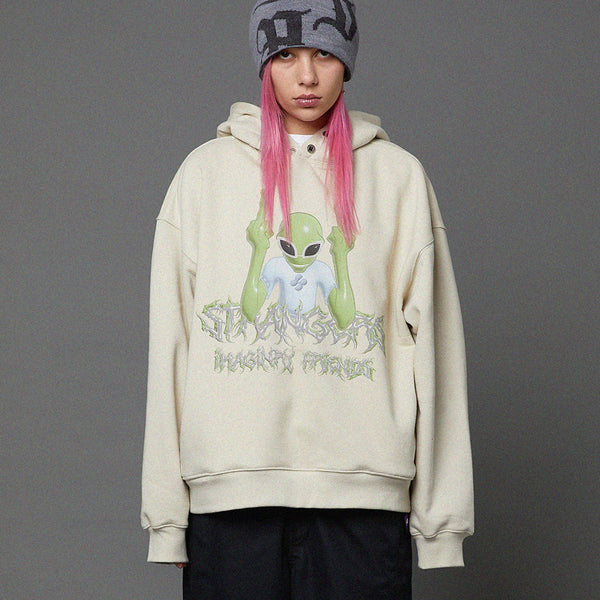 FXXK U alien artwork overfit hoodie