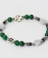  Clover beads stone bracelet GR (925 silver)