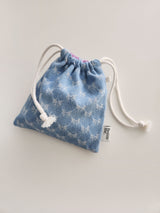 denim ribbon string pouch - light blue S