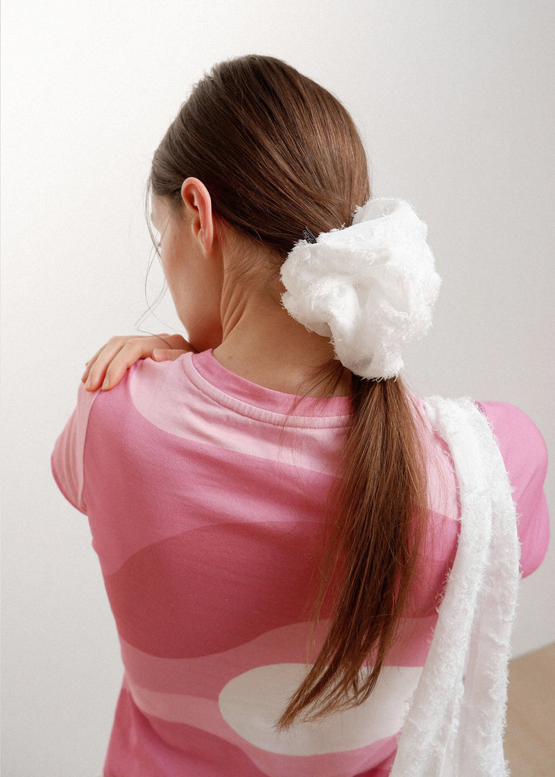 Lace Flower Scrunchie_Large_White