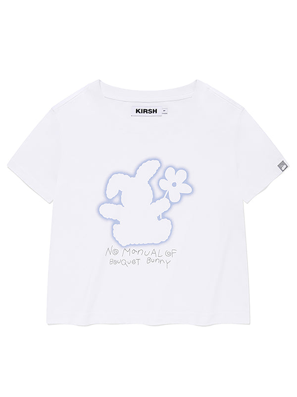 WITTY BUNNY CROP MODAL T-SHIRT [WHITE]