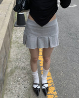 Pleated cotton mini skirt
