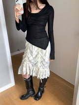 vintage lace midi skirt