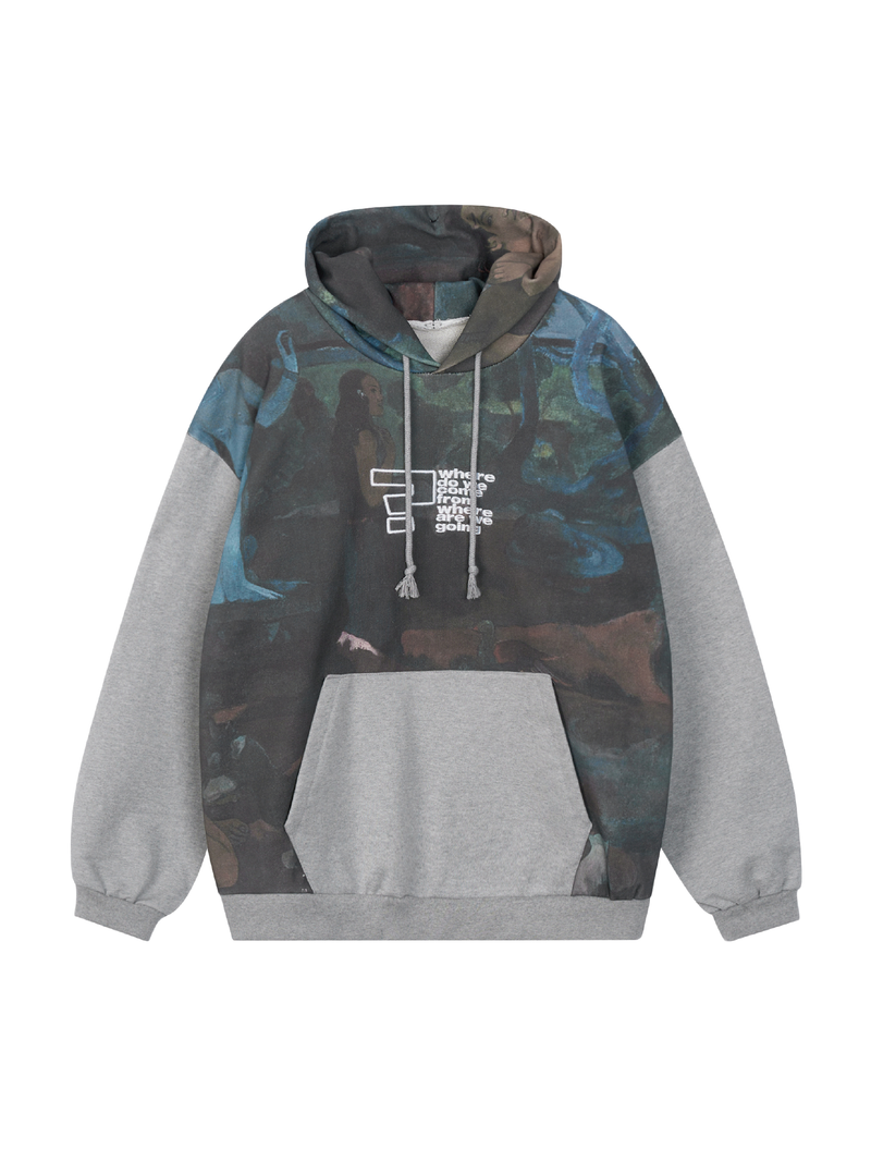 Question Logo Painting Hoodie Gray
