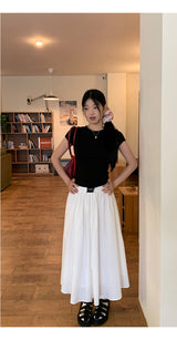 A-line flare banding long skirt