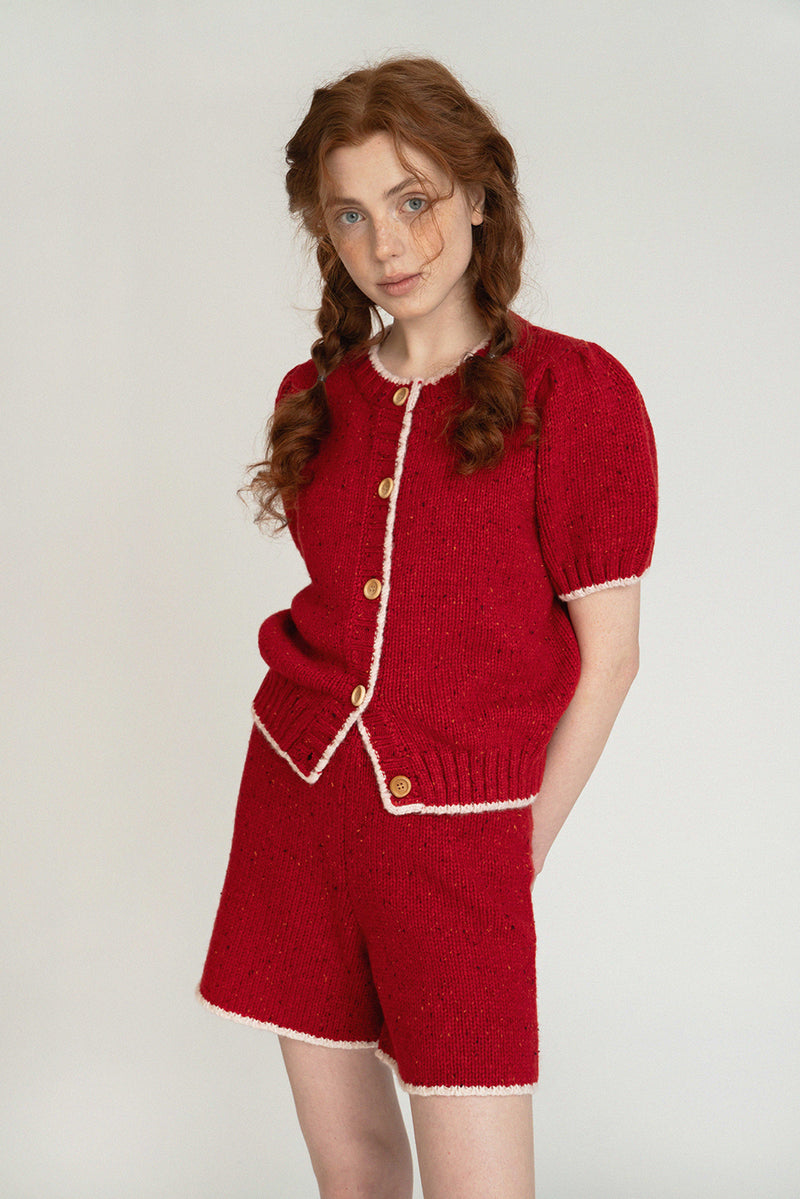 Cake knit pants_red