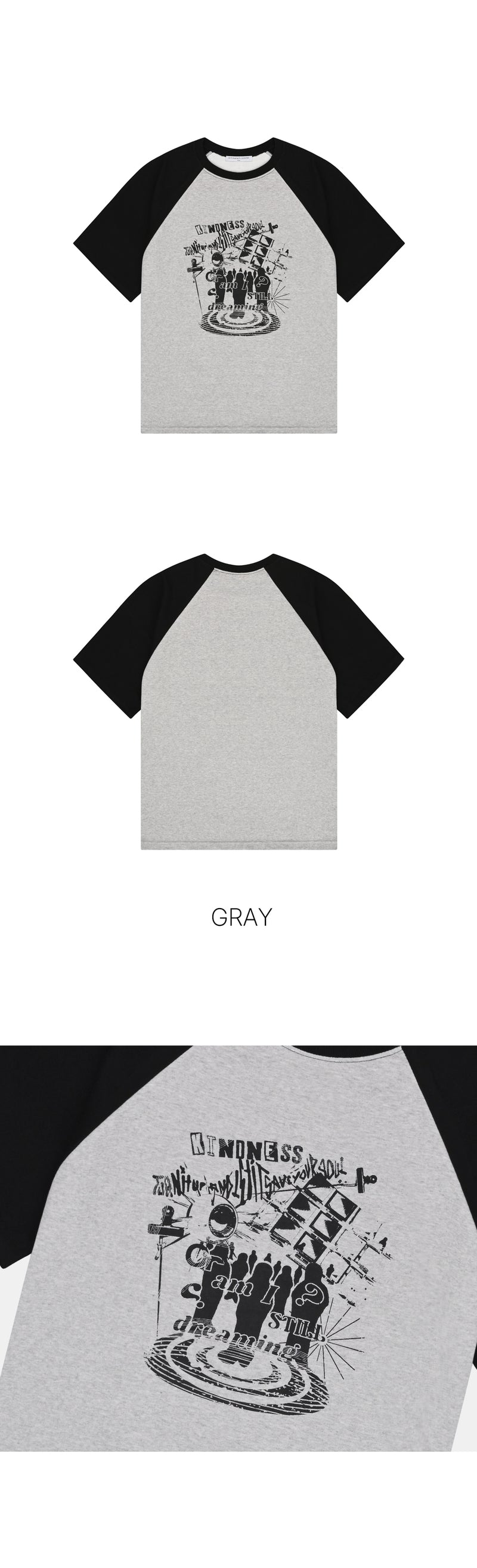 ドリーミングラグランオーバーサイズフィット半袖Tシャツ Gray