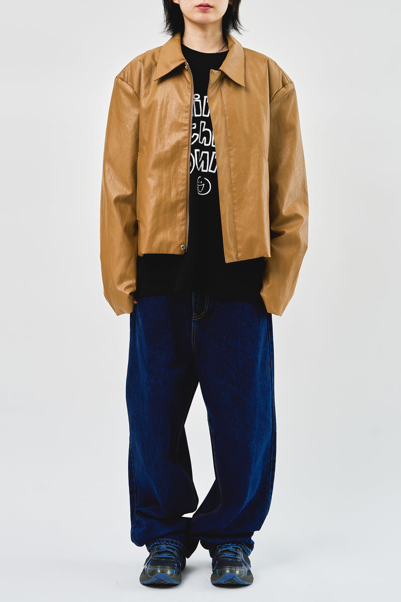 Tom Cropped Leather Jacket (2color)