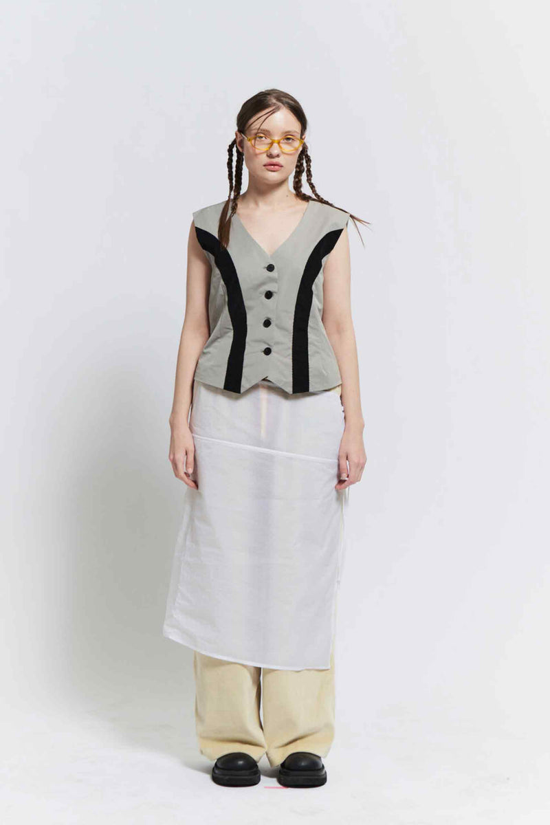 Nylon layerd skirt (White)