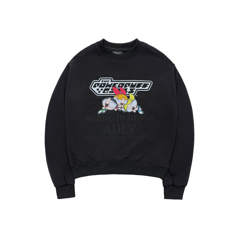 [24SS] The Powerpuff Girls x acmedelavie  logo crop sweatshirt BLACK