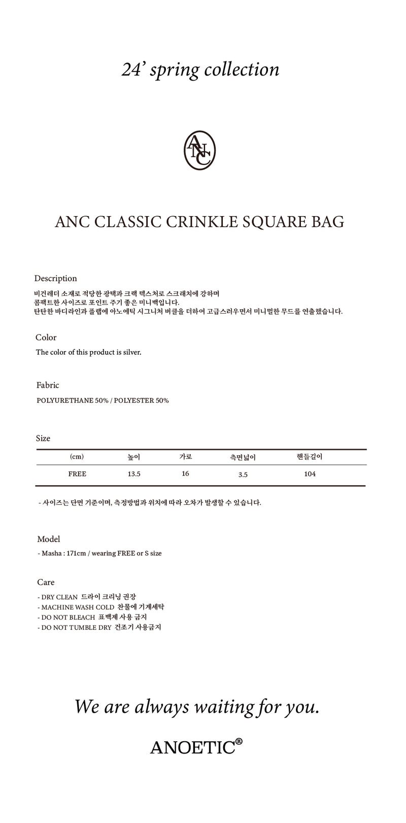 ANC CLASSIC CRINKLE SQUARE BAG_SILVER