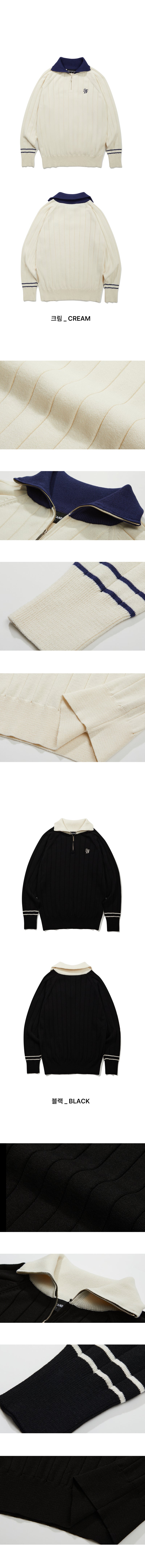 STD color combination collar zip-up knit (JTOKNT-0004)