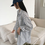 Sikan Vintage Striped Linen Long Sleeve Shirt