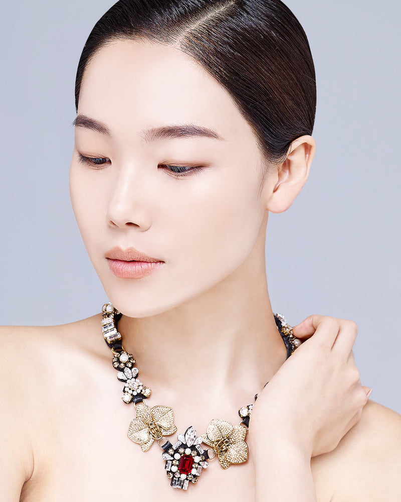[Couture] Jeweled Orchid Gold Choker