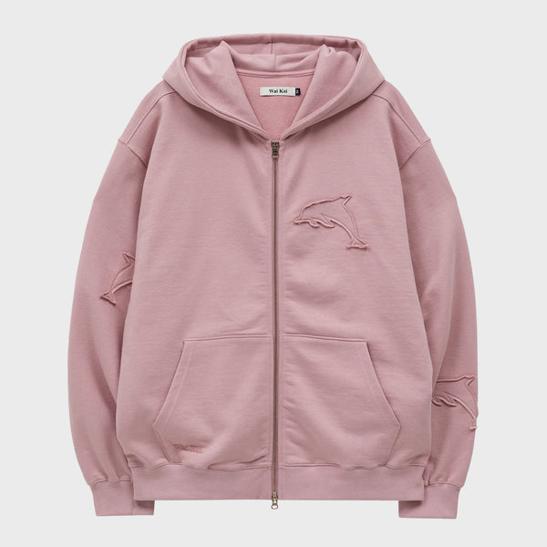 Dolphin applique washed hood zip-up