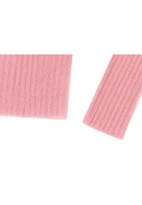 See-through crop knit cardigan - LIGHT PINK