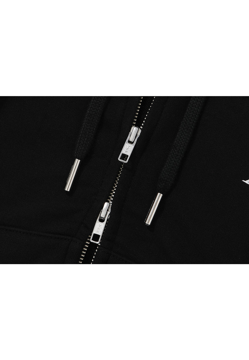 Signature tuck sleeve crop hood zip-up - BLACK